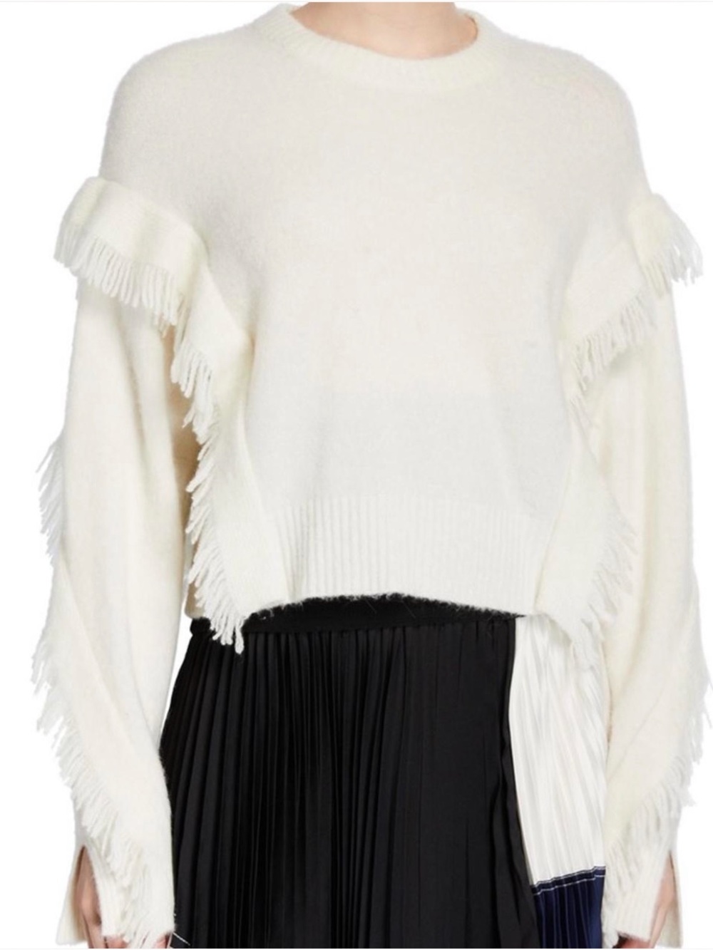 3.1 Phillip Lim Cropped Fringe Sleeve Sweater